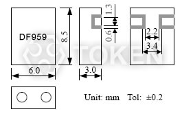 介質帶通濾波器 - DF-B 系列 尺寸圖