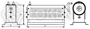 電力型手搖螺杆式電阻器 (BSR) 結構尺寸圖