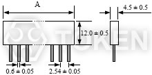 單列直插網絡電阻(UPRNS) 尺寸圖