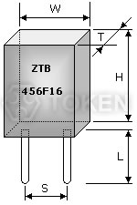 陶瓷諧振器 KHz (ZTB***F) 尺寸圖