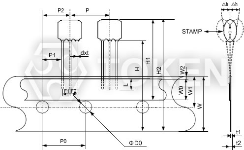 Radial Taping Dimensions of Ceramic Resonators and Ceramic Filters