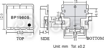 介质滤波器 BP-S 系列 尺寸图