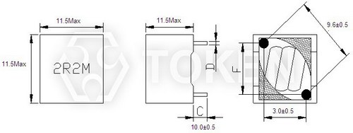 对角位插件式大电流功率电感器 (TCDU1109) 结构尺寸