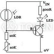 光敏电阻器基本电路-被光照启动