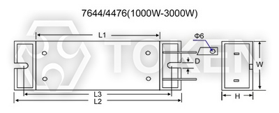 梯型铝壳电阻器 (ASZ) 类型:B 尺寸图