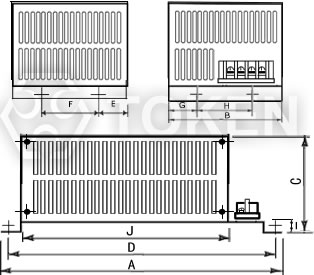 组合型电力负载电阻箱 (BQR) 尺寸图