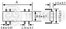雙列直插網絡電阻 (UPRND) 尺寸圖 (單位: mm)