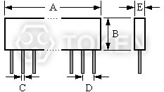單列直插型精密網絡電阻 (UPRNS) 尺寸圖
