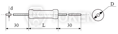 尺寸图 (KNP-VE/LF) RoHs 被釉线绕功率电阻器