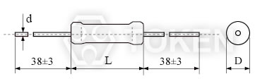 精密绕线军规电阻器 (KNP-R) 轴向尺寸图