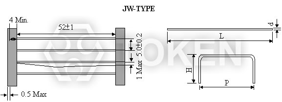 跳线电阻器 (JW) 尺寸图(单位: mm)