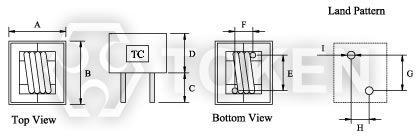 High Current Wirewound Inductor (TC1213) Dimensions