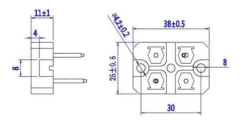 Non-Inductive Thick Film Power Resistors (TAP120) Dimensions (Unspecified Tolerance: ±0.3 mm)