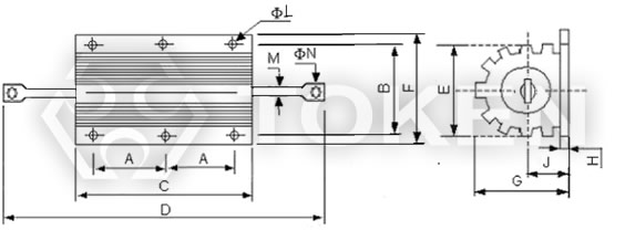 Precision Power Aluminum Chassis Resistor Dimensions (AHS-75 ~ AHS-150N)