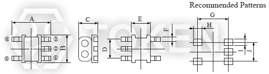 SMD RF Balun Transformer (TCB5F) Dimensions
