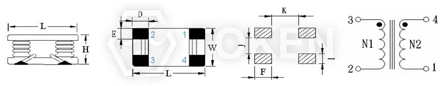 EMI Common mode filter (TCSG) Dimensions
