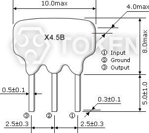 電視機/錄像機用陶瓷陷波器 (XT MB)尺寸