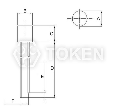 環保可見光傳感器 (PT-IC-AC-5-PN-580) 平頭無邊尺寸圖