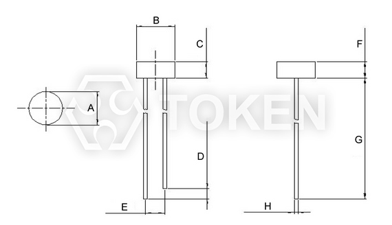 環保可見光傳感器 (PT-A4-AC-5-PN-850) 平頭無邊尺寸圖