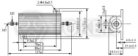 黃金鋁盒電阻器 (AHC) 尺寸圖