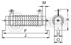 波浪線繞功率電阻(DQ-A) 水平式支架 尺寸圖