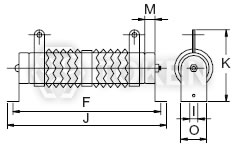 波浪線繞電阻器 (DQAN) 75W ~ 2000W水平式支架 尺寸圖