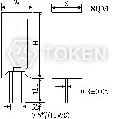 瓷盒水泥電阻器 (SQM) 尺寸