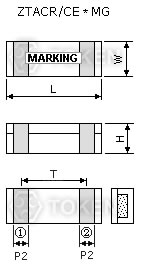 貼片式諧振器 MHz (ZTACR/CE*MG) 尺寸圖