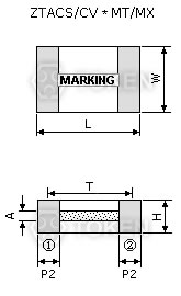 貼片式諧振器 MHz (ZTACS/CV*MT/MX) 尺寸圖