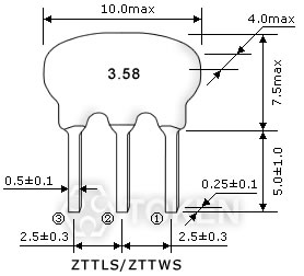 MHz (ZTTLS/ZTTWS) 尺寸圖