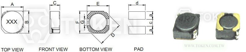 貼片功率繞線電感器 (TPUME) 尺寸圖
