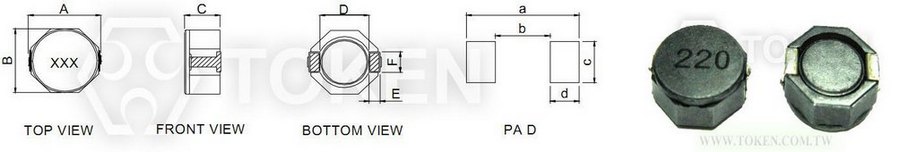 貼片功率繞線電感器 (TPUME) 尺寸圖