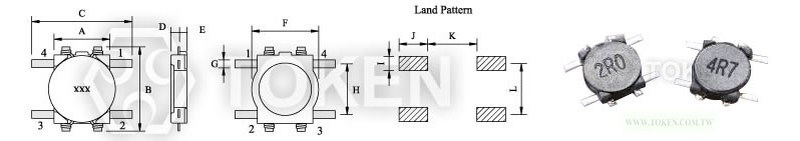 開磁式貼片繞線功率電感器 (TPUD4006/4008) 尺寸圖