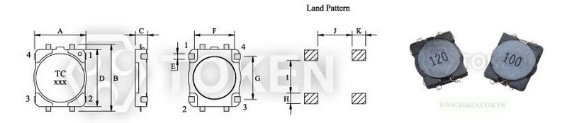 SMT 繞線功率電感器 (TPUD5011/5013) 尺寸圖