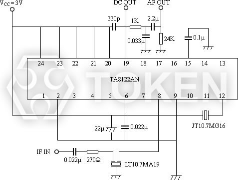 Chip Ceramic Discriminator for FM (JTCV10.7M) Test Circuit