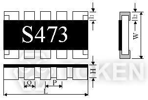 Resistor Chip Networks (RCN) Dimensions