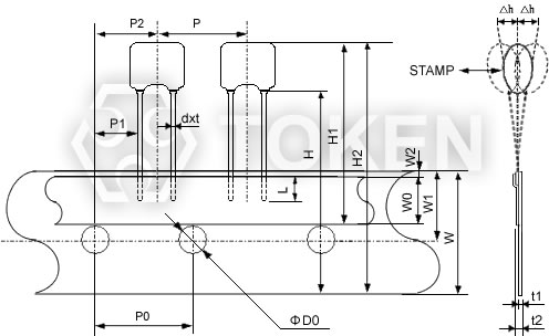 Radial Taping Dimensions of Ceramic Resonators and Ceramic Filters