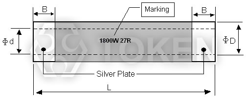 导电釉陶瓷热电阻器 (HR) 尺寸图