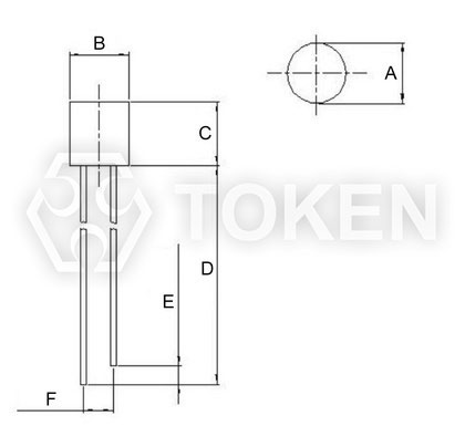 环保可见光传感器 (PT-IC-BC-5-PN-550) 平头无边尺寸图