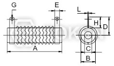 波浪线绕功率电阻 (DQ-A) 无架型 尺寸图