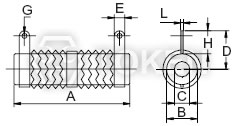 波纹绕线电阻器 (DQAN)75W ~ 2000W 无架型 尺寸图