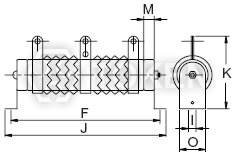 波浪型大功率绕线可调电阻器 (DQS) 水平式支架 尺寸图