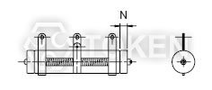 管型可调功率电阻 (DRS-A) 立式型支架 尺寸图