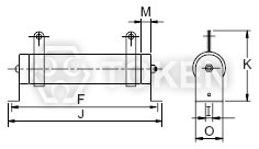绕线功率负载电阻器 (DR-A) 水平式支架 尺寸图