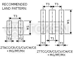 贴片式谐振器 (ZTAC/ZTTC) 建议使用焊接区