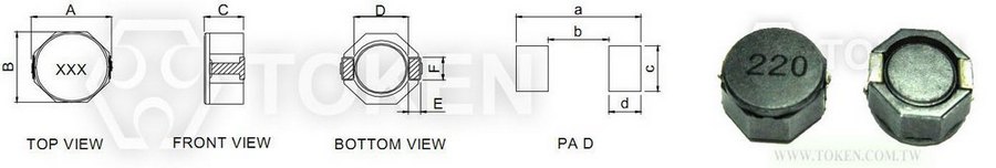 贴片功率绕线电感器 (TPUME) 尺寸图