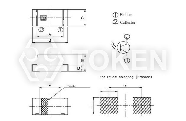 SMD Light Sensor (PT-B1-DC-0603-940) Dimensions