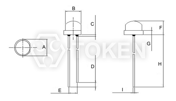 Ambient Light Sensor (PT-A1-AC-5-HE-850) Helmet Edge Dimensions