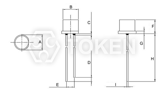 Plate Edge Photosensitive Transistor (PT-PE-850-AC-A6) Dimensions