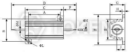 Heat Sinkable Dimensions (AH 5W ~ 50W)